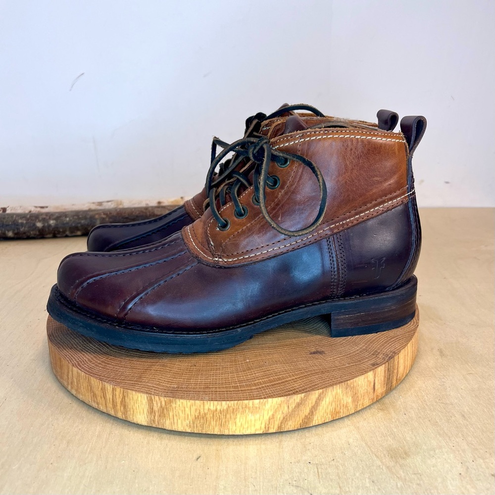 *Frye | Warren Low Duck Boot Leather Lace Up Shearling Lined Dark Brown Size 9B